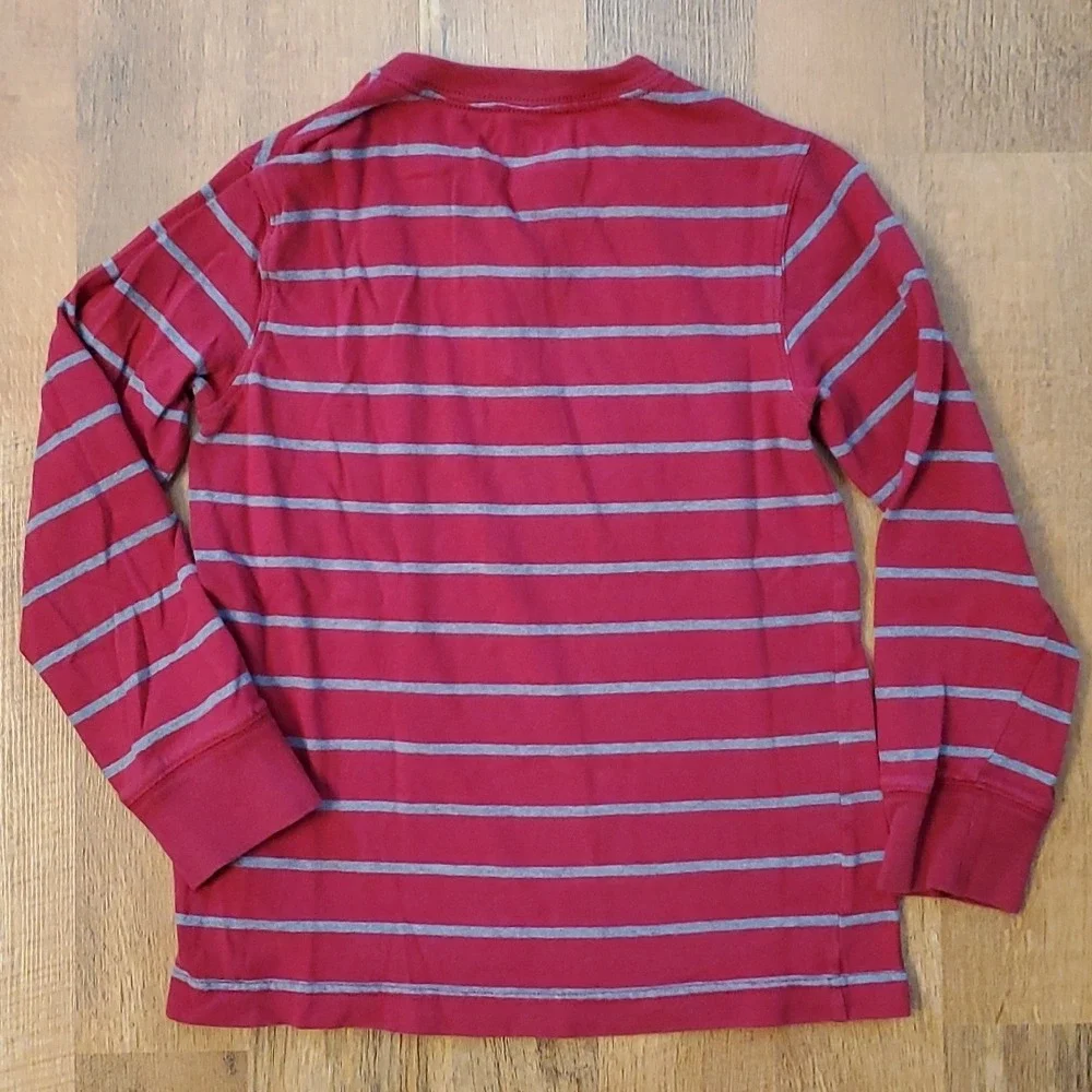 2 Boys Long Sleeve Size 8 Striped Shirts - GAP Island Moto Hoodie & Cherokee Red